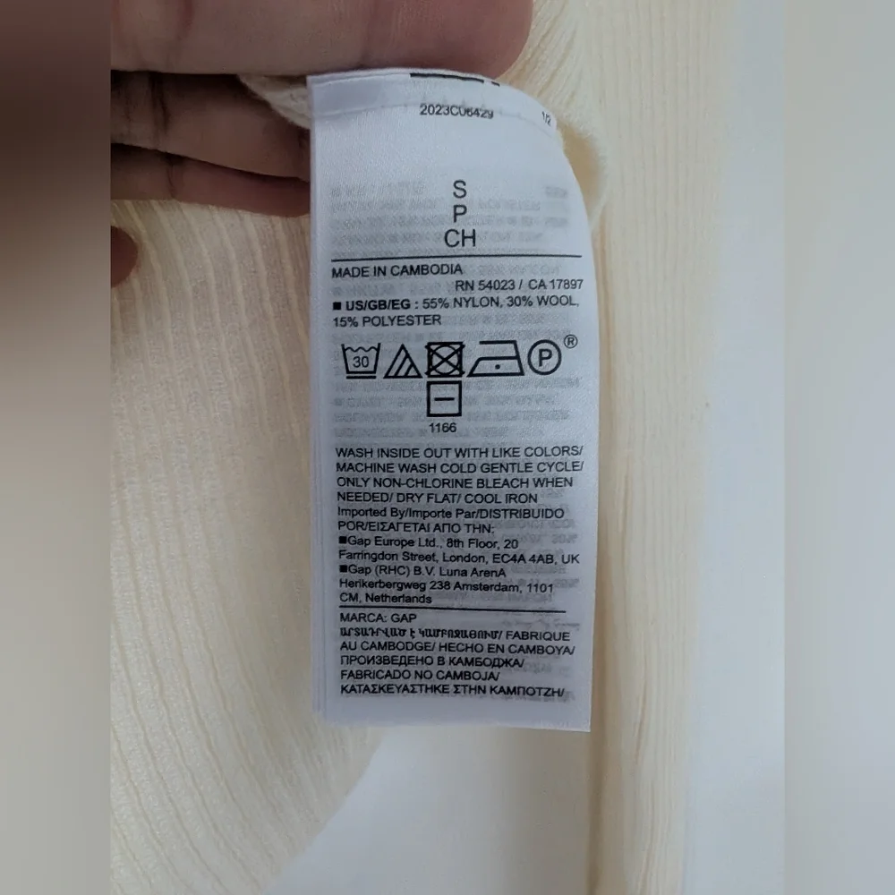 NWT GAP Cream Ribbed Knit Blouse - Picture 4 of 5